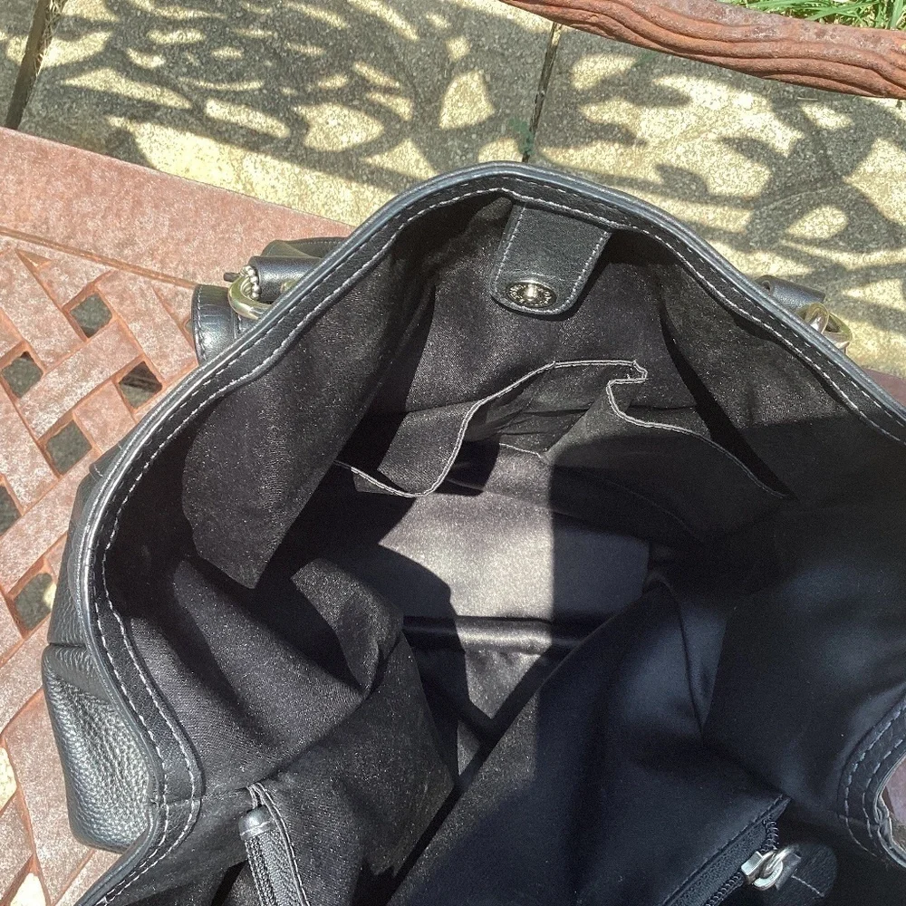 Coach Black Leather Penelope Tote Double Handle Silver Hardware